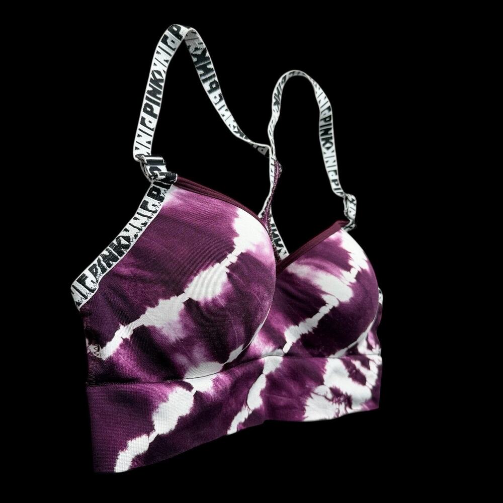 Victoria’s Secret PINK Womens Sz S Wireless Lightly Lined Bralette Purple Tie Dy